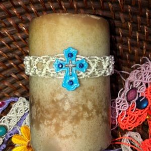 Candle decor lace wreath adjustable crystal NEW